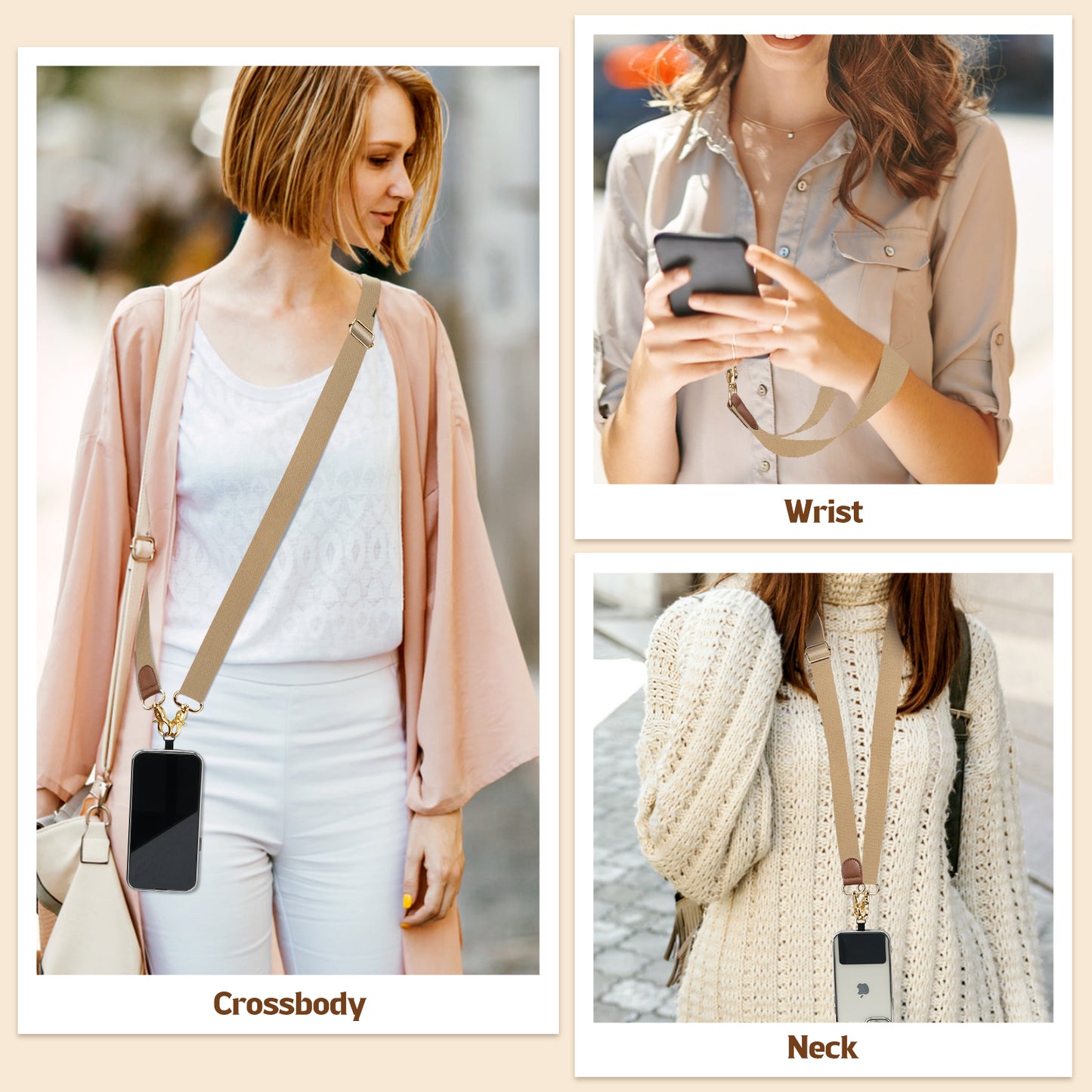 Universal Cell Phone Neck Lanyard, Phone Lanyard Crossbody Wrist Strap, Adjustable Anti-Theft Strap for All Smartphone