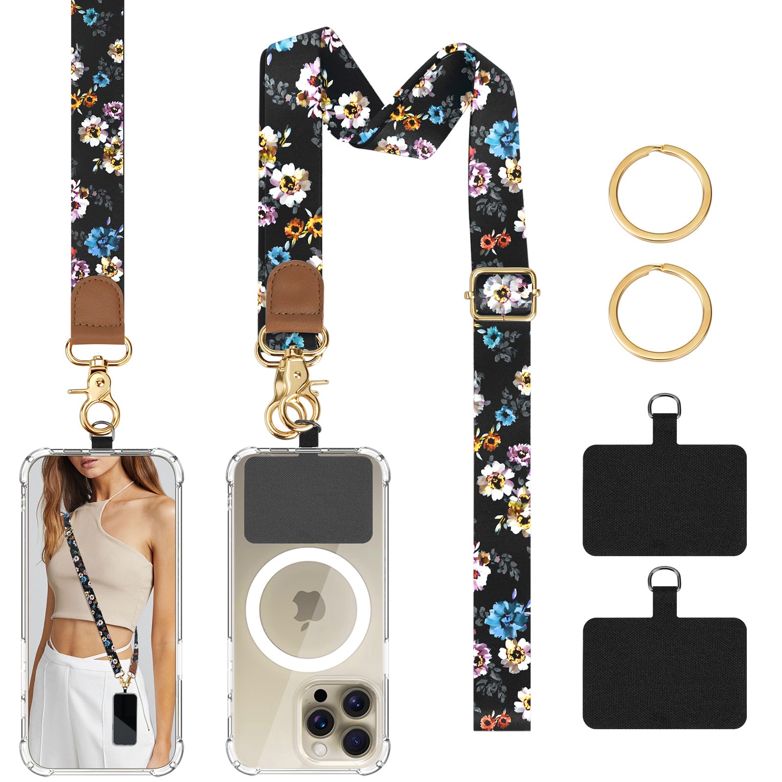 Universal Cell Phone Neck Lanyard, Phone Lanyard Crossbody Wrist Strap, Adjustable Anti-Theft Strap for All Smartphone