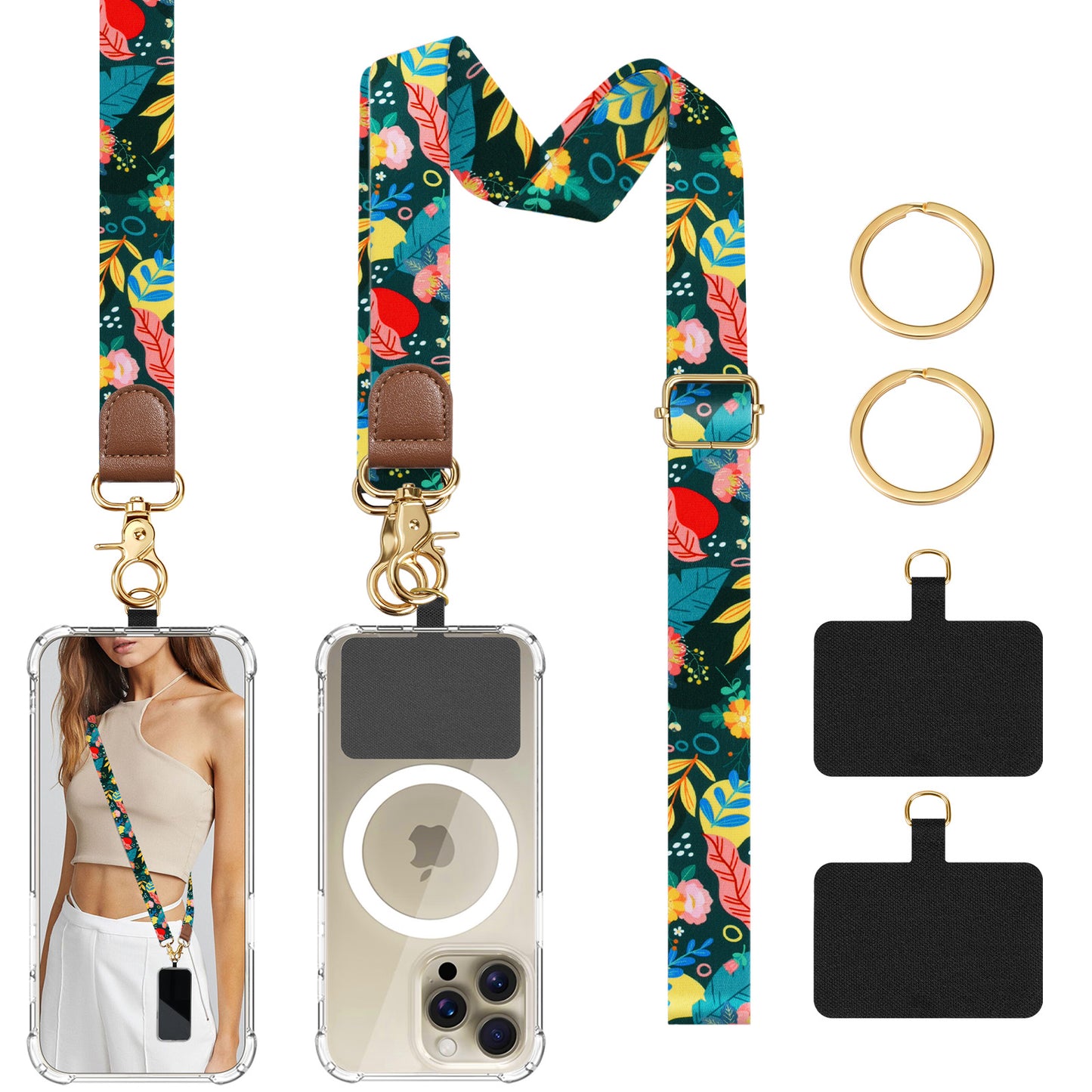 Universal Cell Phone Neck Lanyard, Phone Lanyard Crossbody Wrist Strap, Adjustable Anti-Theft Strap for All Smartphone