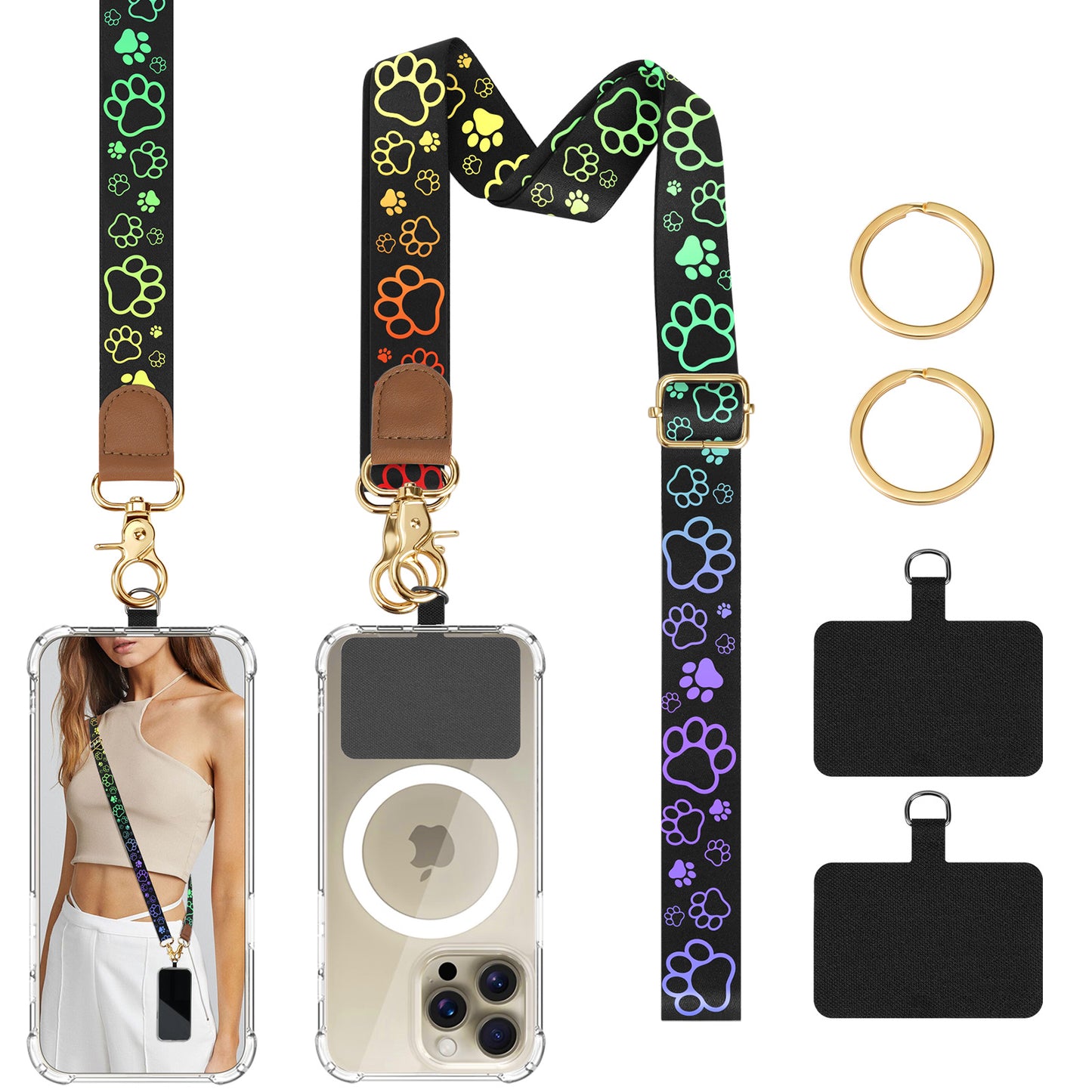 Universal Cell Phone Neck Lanyard, Phone Lanyard Crossbody Wrist Strap, Adjustable Anti-Theft Strap for All Smartphone