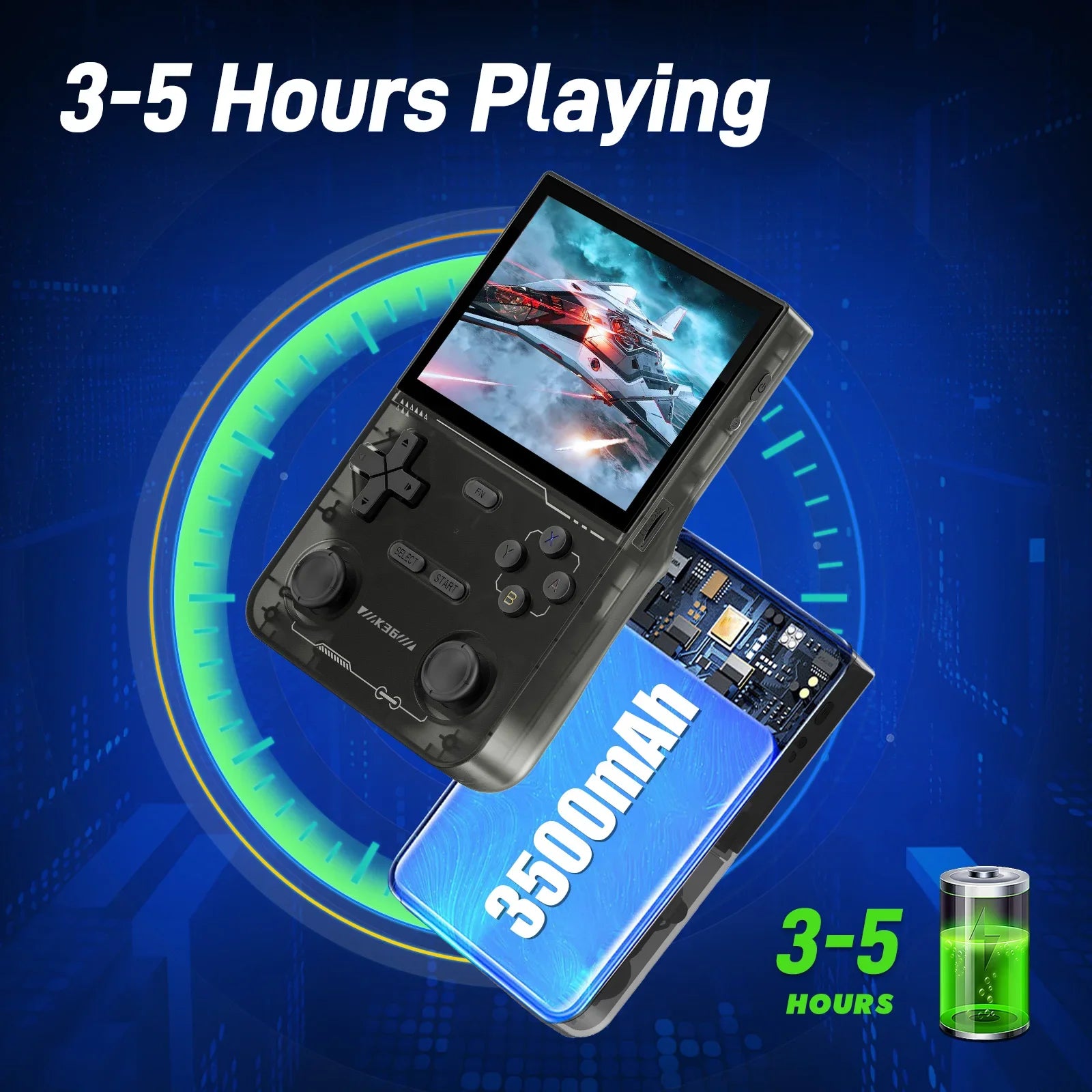 GAMINJA K36 3.5Inch IPS Screen Handheld Game Console, 64GB Memory Preloaded Classic Games, Portable Open Source