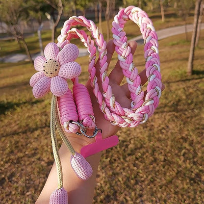 Women Mobile Phone Lanyard Crossbody Can Carry Long Flower Braided Rope Universal Versatile Conveni 2