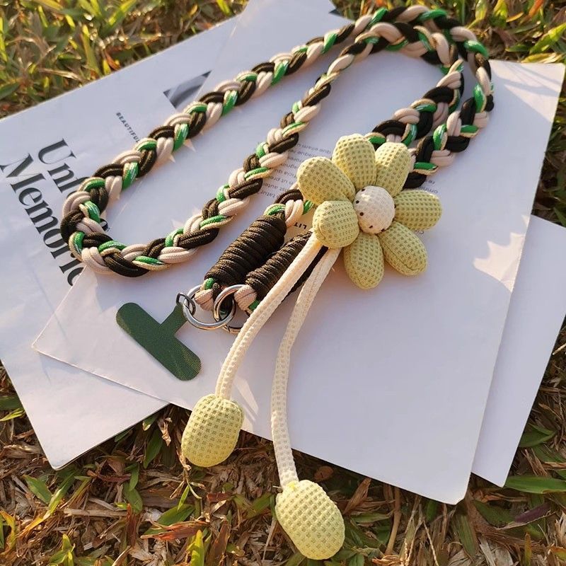 Women Mobile Phone Lanyard Crossbody Can Carry Long Flower Braided Rope Universal Versatile Conveni 6