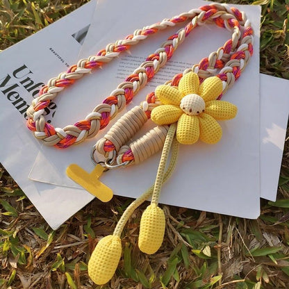 Women Mobile Phone Lanyard Crossbody Can Carry Long Flower Braided Rope Universal Versatile Conveni 8