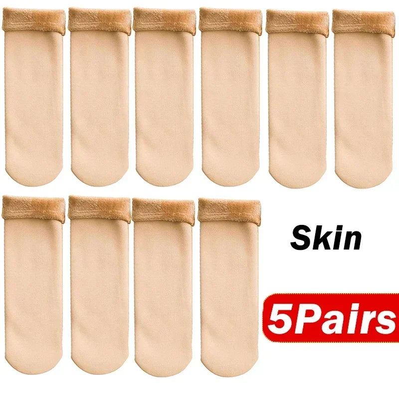 5Pair Womens Winter Thermal Socks Thicken Warm Cashmere Wool Blend Short Socks For Boots Snow Home