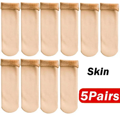5Pair Womens Winter Thermal Socks Thicken Warm Cashmere Wool Blend Short Socks For Boots Snow Home