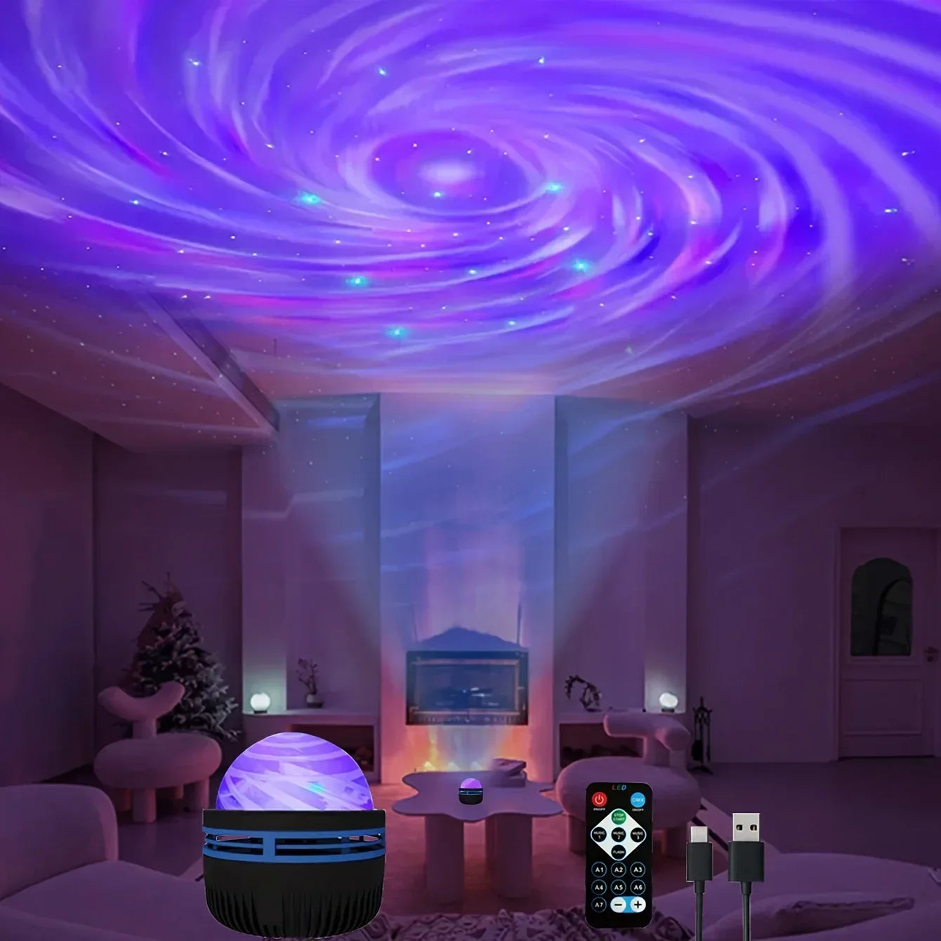 LED Galaxy Projector Light with Remote Control, 3-in-1 Aurora, Stars, and Nebula Night Light for Bedroom Decoration,