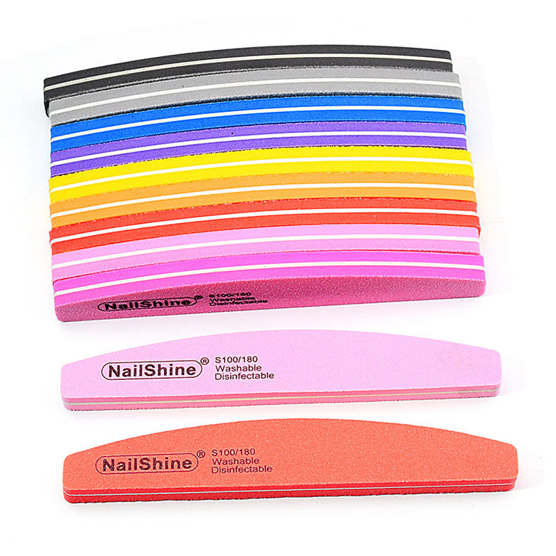 Halfmoon Nail Buffers File Tools, Dual Side 100/180 Polishing Grinding, Manicure Pedicure Essentials