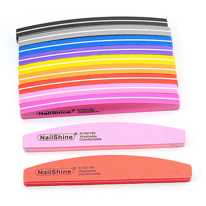 Halfmoon Nail Buffers File Tools, Dual Side 100/180 Polishing Grinding, Manicure Pedicure Essentials