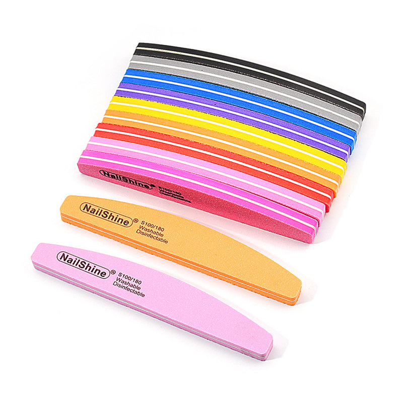 Halfmoon Nail Buffers File Tools, Dual Side 100/180 Polishing Grinding, Manicure Pedicure Essentials