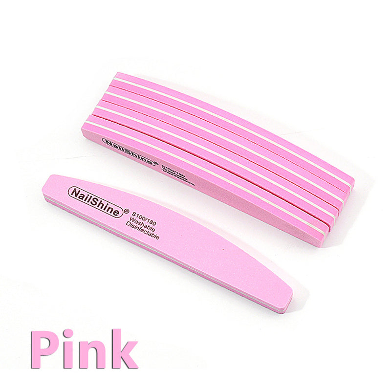 Halfmoon Nail Buffers File Tools, Dual Side 100/180 Polishing Grinding, Manicure Pedicure Essentials