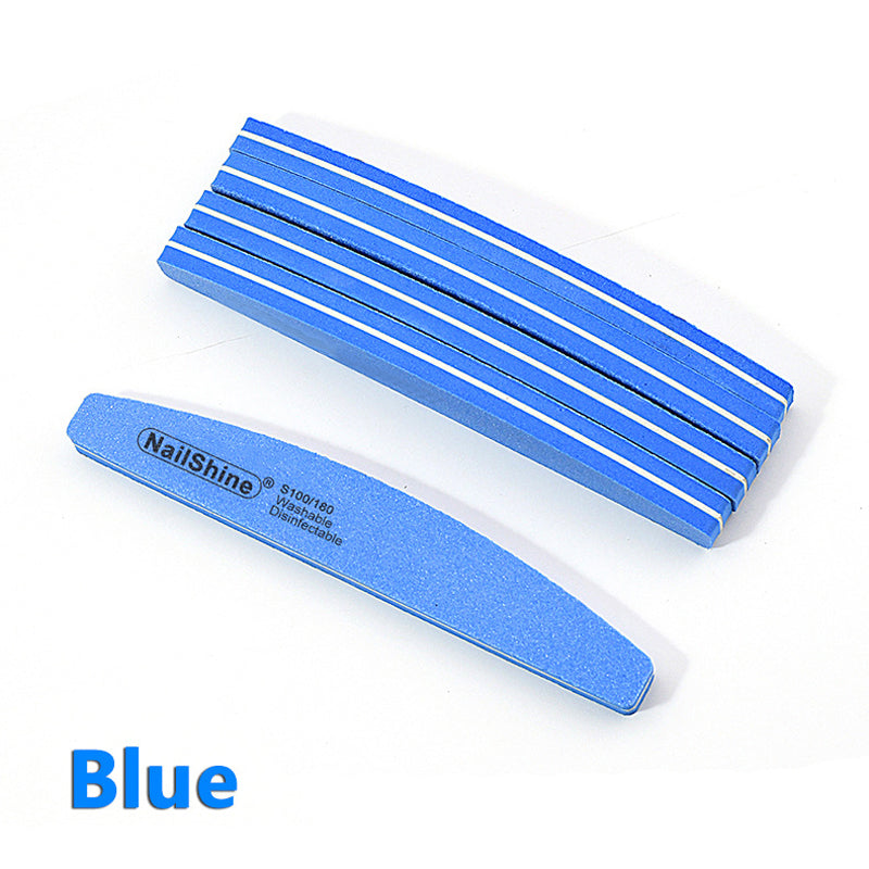 Halfmoon Nail Buffers File Tools, Dual Side 100/180 Polishing Grinding, Manicure Pedicure Essentials