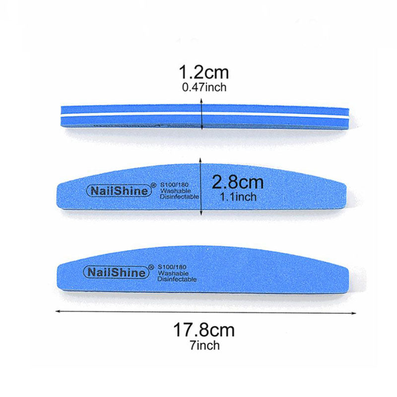 Halfmoon Nail Buffers File Tools, Dual Side 100/180 Polishing Grinding, Manicure Pedicure Essentials