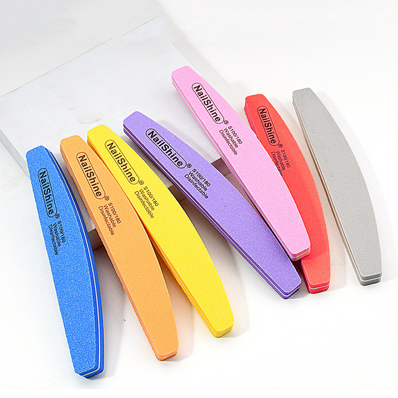 Halfmoon Nail Buffers File Tools, Dual Side 100/180 Polishing Grinding, Manicure Pedicure Essentials