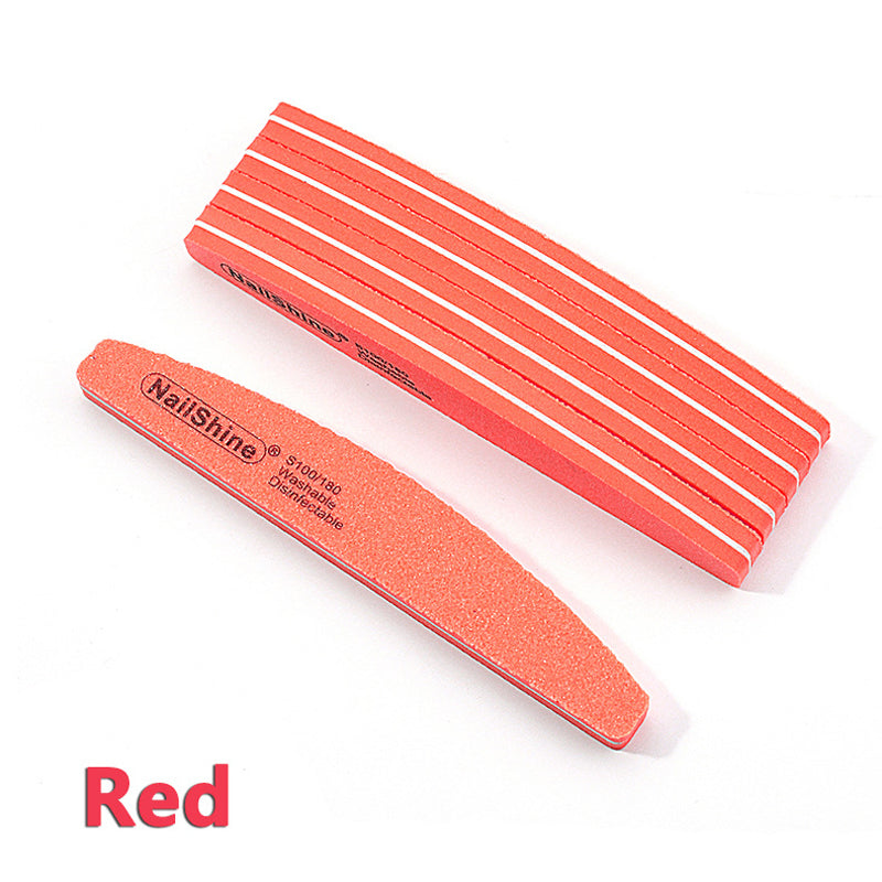 Halfmoon Nail Buffers File Tools, Dual Side 100/180 Polishing Grinding, Manicure Pedicure Essentials