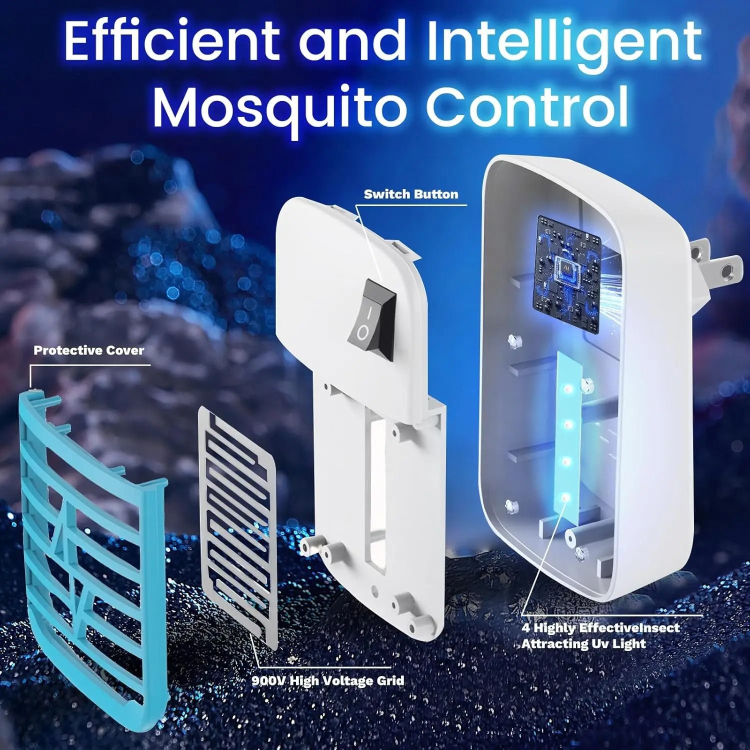 Electric Indoor Bug Zapper LED Lamp Plug In Insect Trap 3