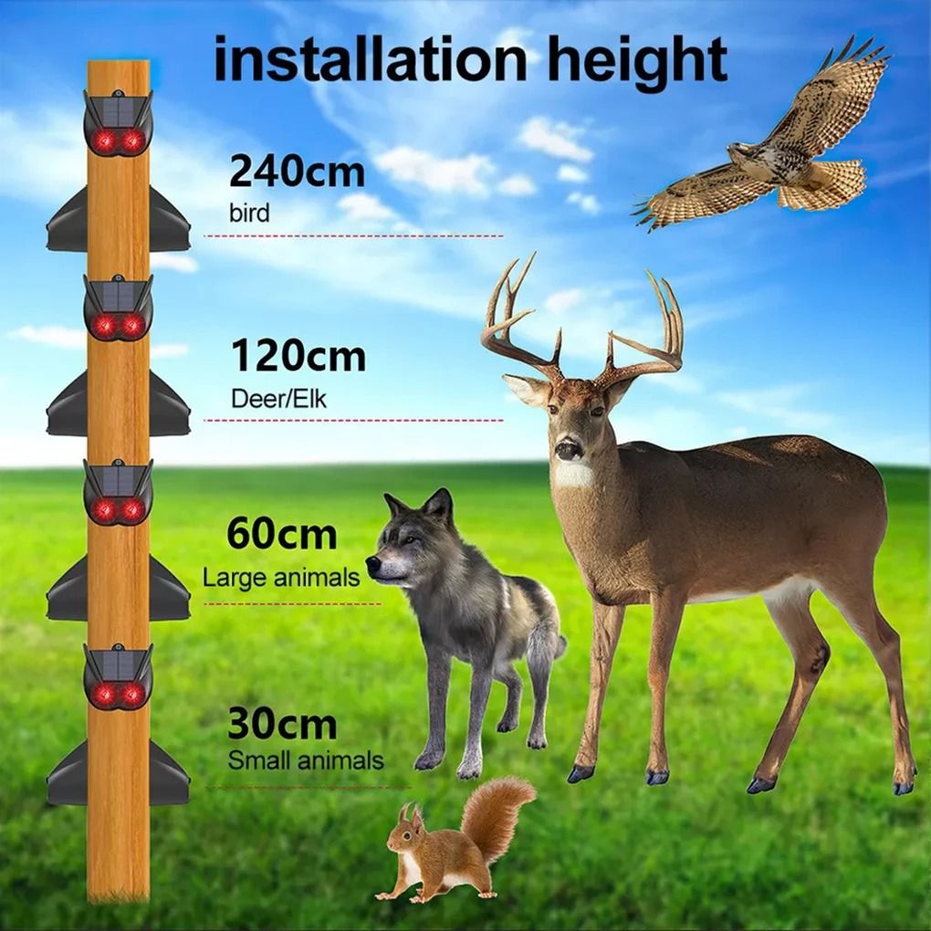 Solar Powered Ultrasonic Animal Repellent IP55 Waterproof Motion Sensor Wildlife Deterrent 4