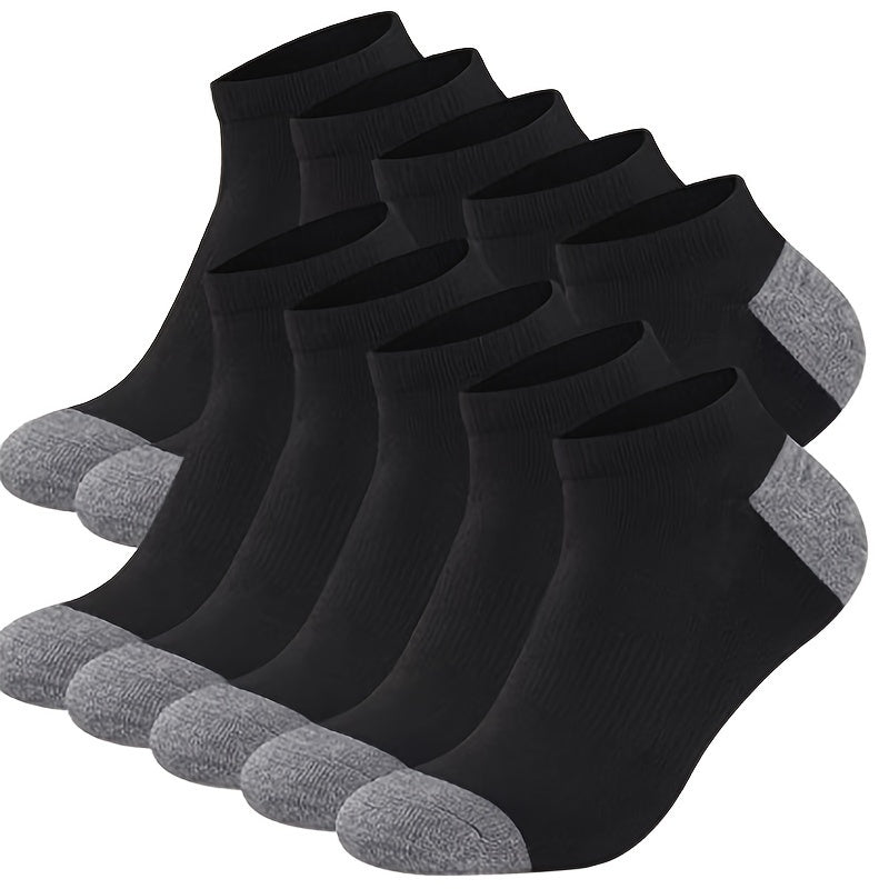 10 Pairs Mens Color Block Boat Socks Fashion Breathable Comfy Low Cut Ankle Socks For Sports Casual 6
