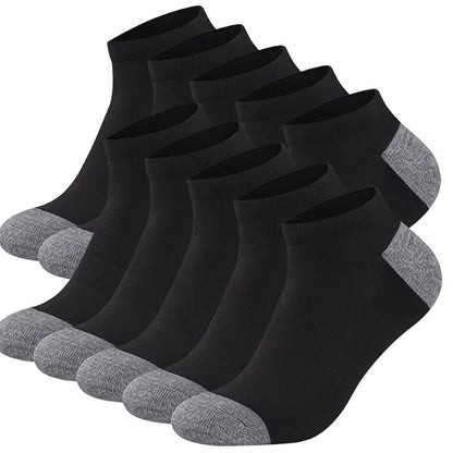 10 Pairs Mens Color Block Boat Socks Fashion Breathable Comfy Low Cut Ankle Socks For Sports Casual 6
