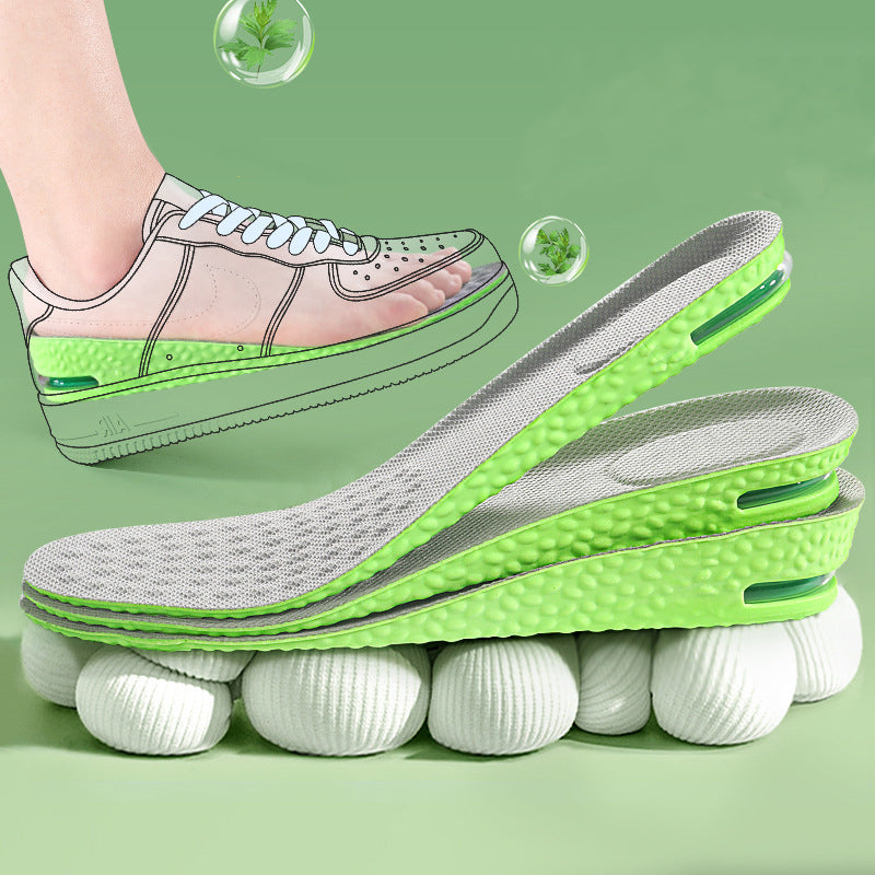 Air Cushion Height Increase Insoles, Breathable Sweat and Anti-Odour Insole, Shock Absorbing Insole for Sports Shoes