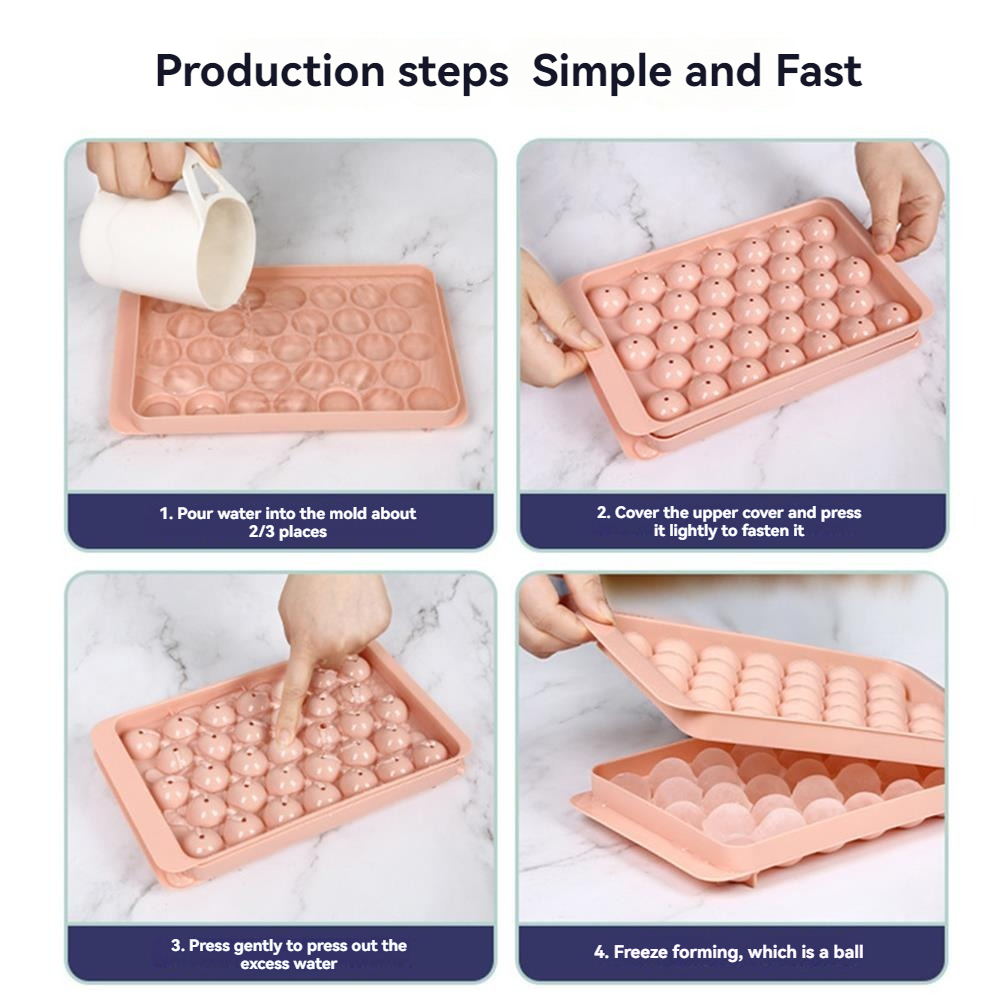 3D Round Ice Cube Tray With Lid Ice Ball Maker Compartment Ice Cube Model Box For Homemade Ice Crea 4