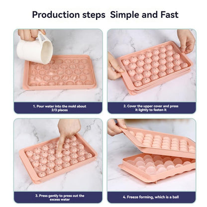 3D Round Ice Cube Tray With Lid Ice Ball Maker Compartment Ice Cube Model Box For Homemade Ice Crea 4