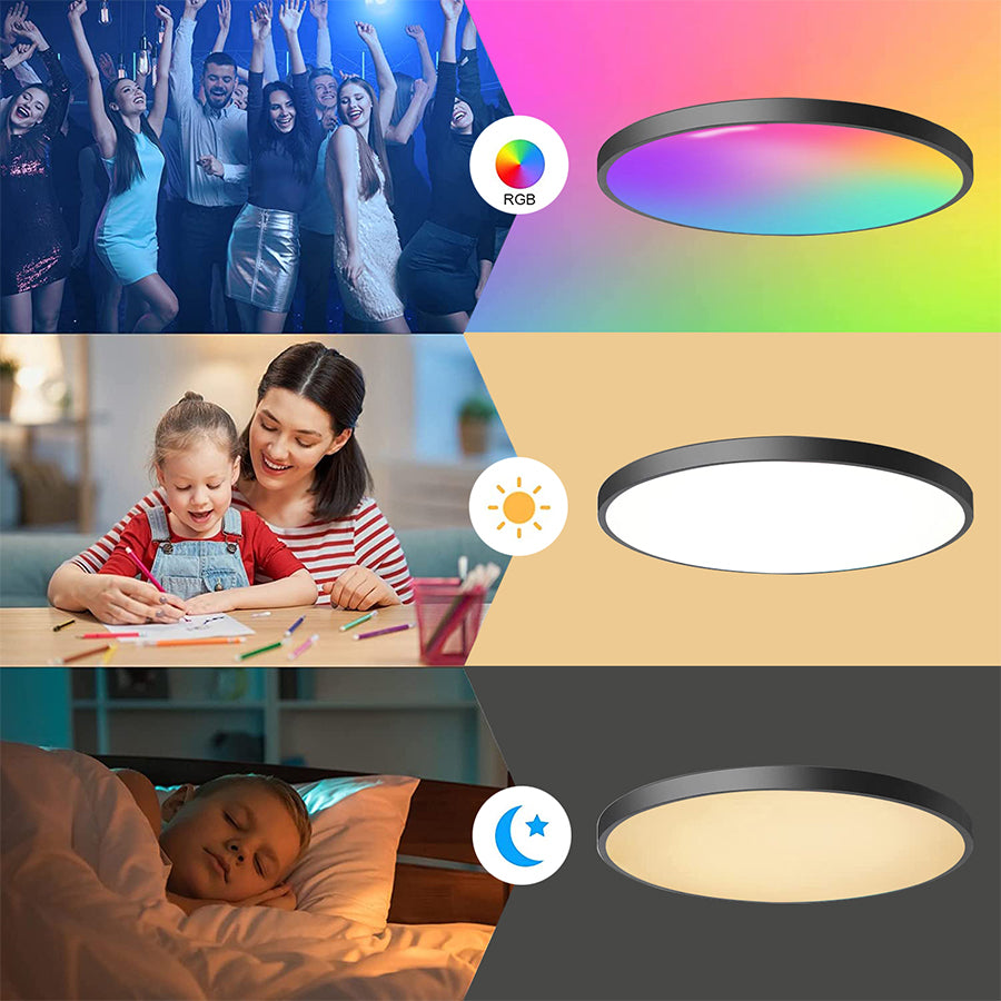 Tuya Smart WiFi BLE LED Ceiling Light, 24W RGBCW Round Lamp, Alexa Voice Control, 16M Colors, Indoor Lighting