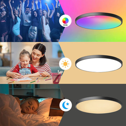 Tuya Smart WiFi BLE LED Ceiling Light, 24W RGBCW Round Lamp, Alexa Voice Control, 16M Colors, Indoor Lighting