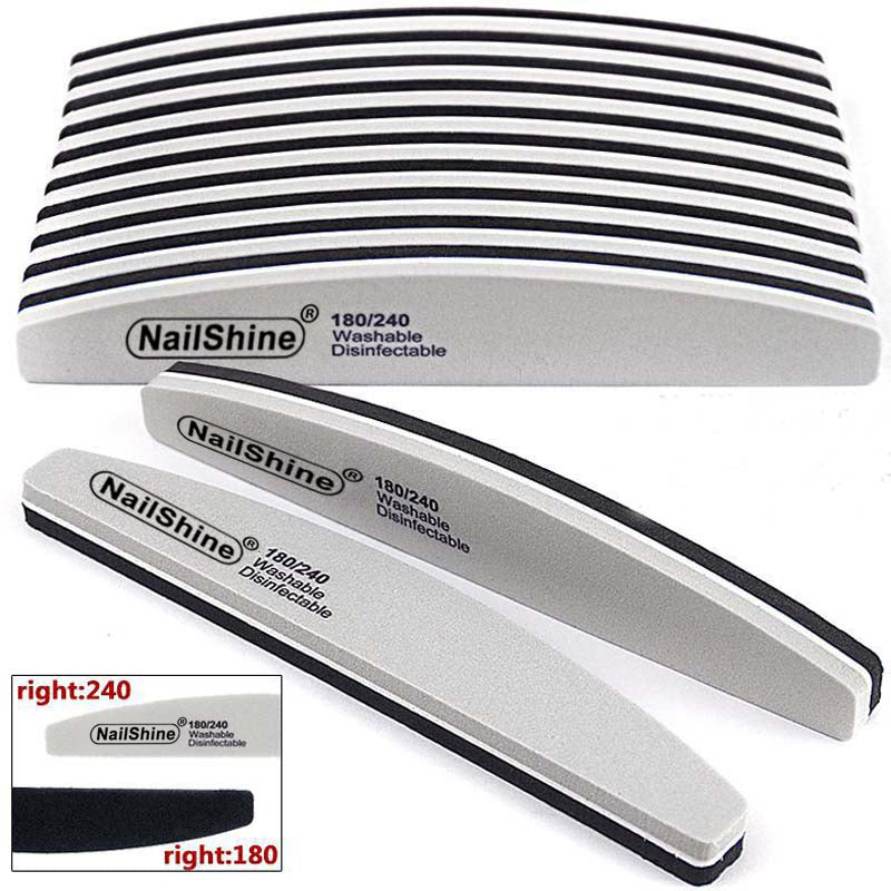 5pcs Nail Files Sponge Block 180/240, Gray Black Boat Buffer, Gel Polish Sanding Lime a Ongle, Manicure Tools