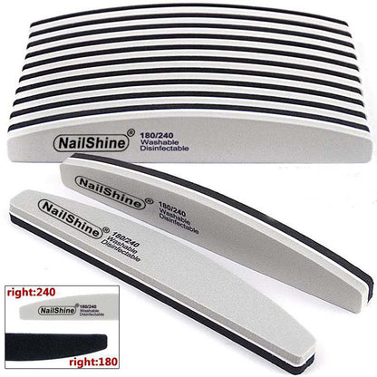 5pcs Nail Files Sponge Block 180/240, Gray Black Boat Buffer, Gel Polish Sanding Lime a Ongle, Manicure Tools