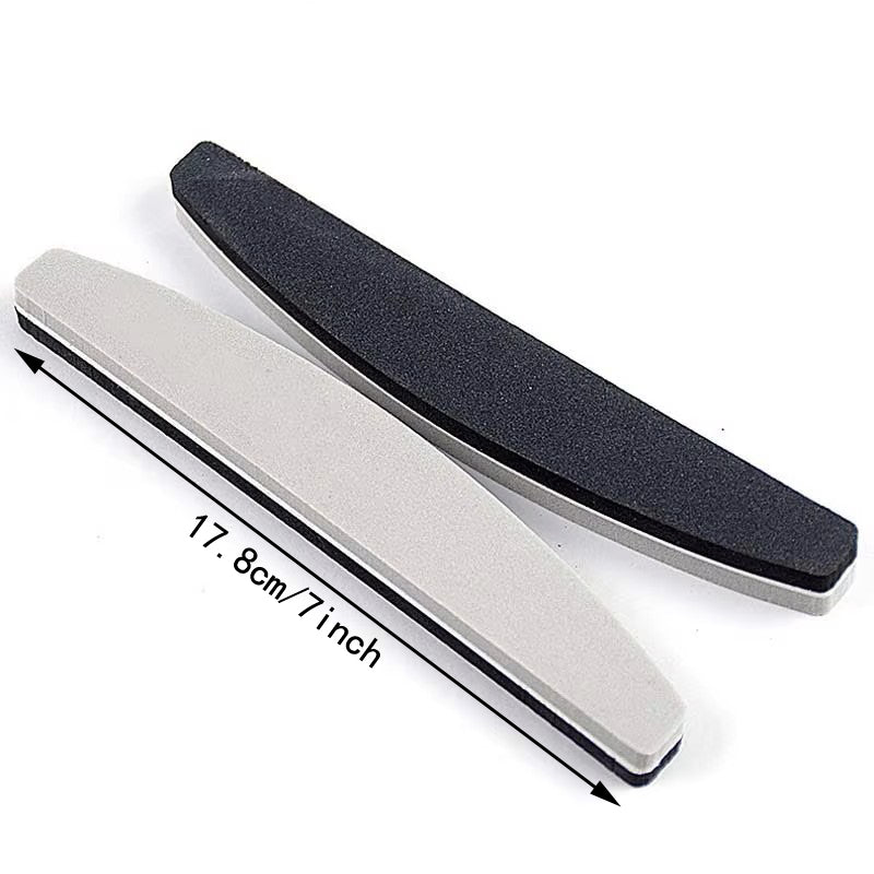 5pcs Nail Files Sponge Block 180/240, Gray Black Boat Buffer, Gel Polish Sanding Lime a Ongle, Manicure Tools