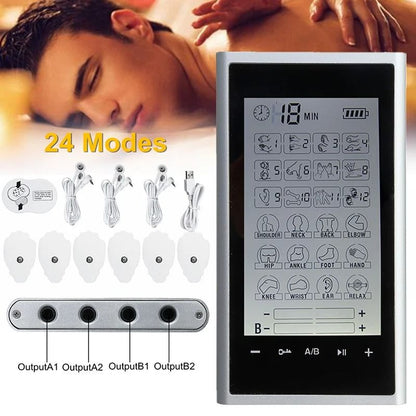 Electric Muscle Stimulator with 24 Modes and 4 Channels