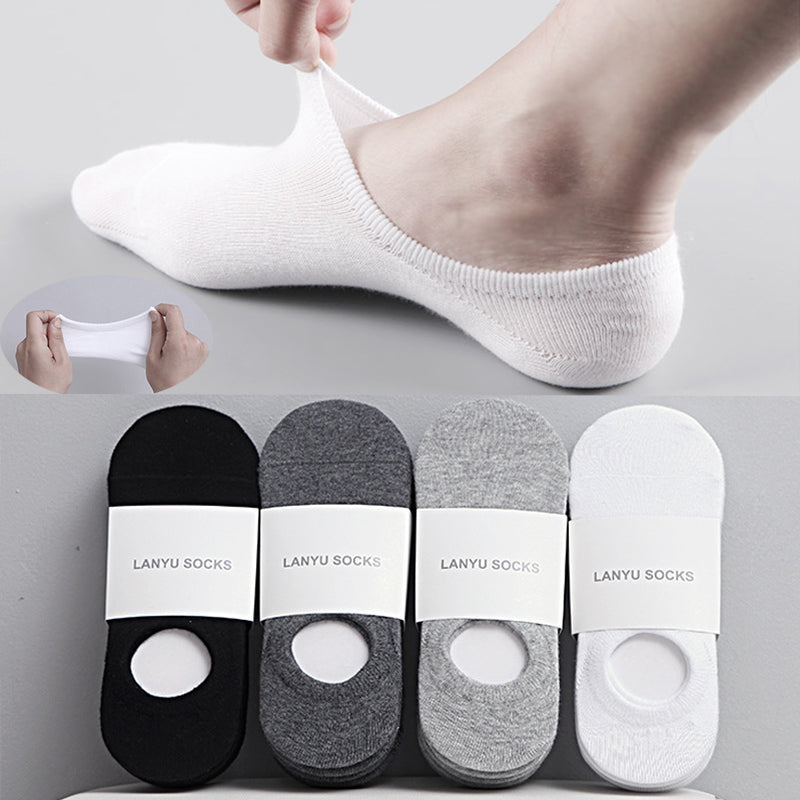5-Pair Lot of Fashion Happy Mens Boat Socks, Silicone Grip Invisible Cotton Ankle Socks