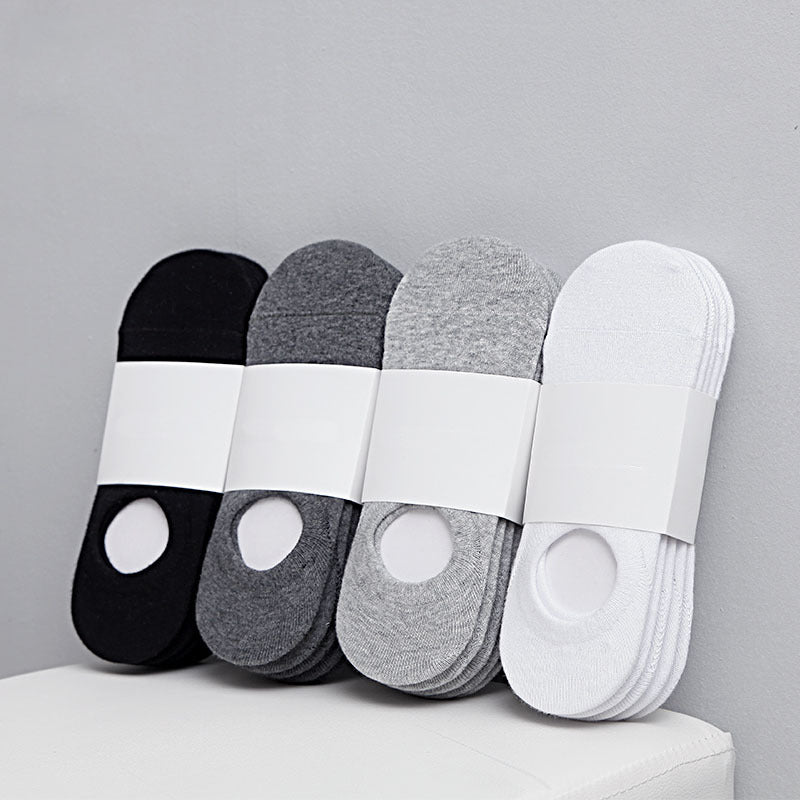 5Pair Lot Of Fashion Happy Mens Boat Socks Silicone Grip Invisible Cotton Ankle Socks 1