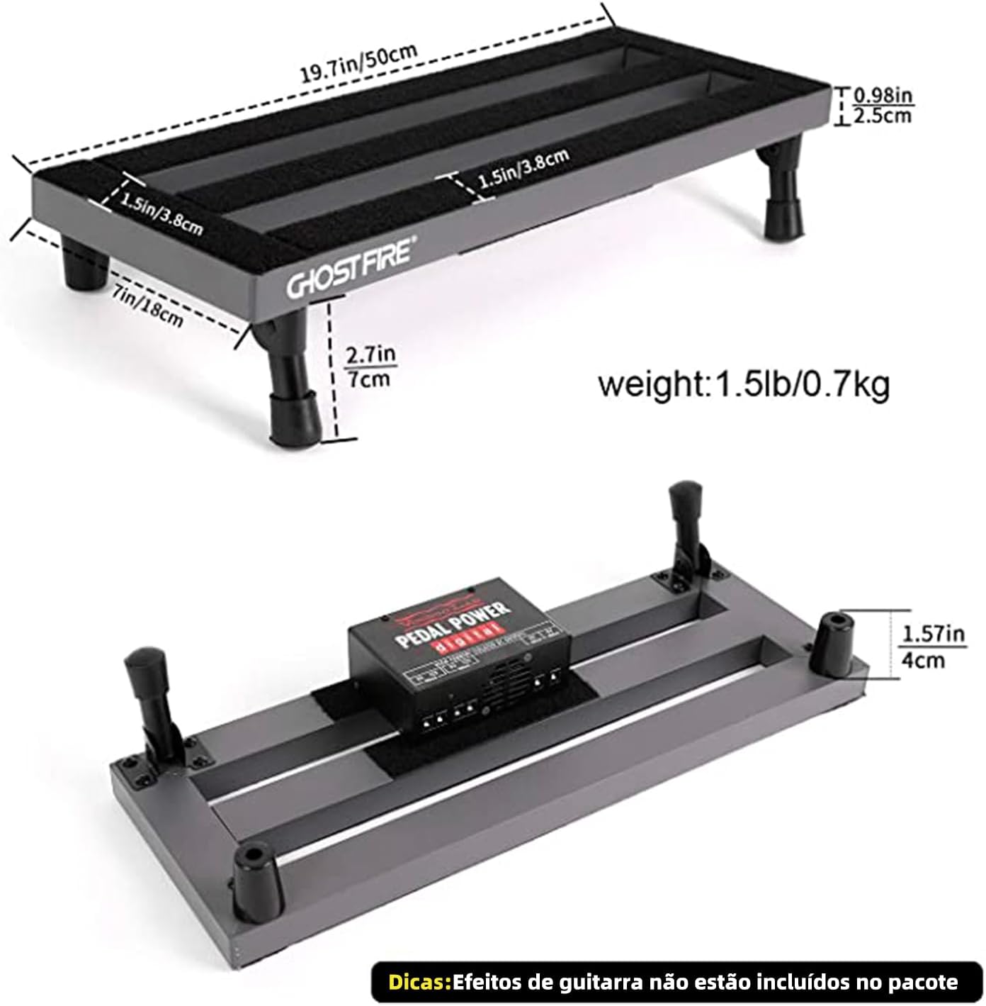 Ghost Fire Aluminum Alloy Super Light Portable Guitar Pedal Board Multiple Sizes Effect Pedalboard  3