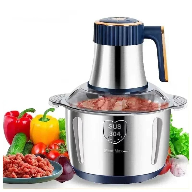 Electric Meat Grinder 5L Stainless Steel Food Processor And Vegetable Chopper 9