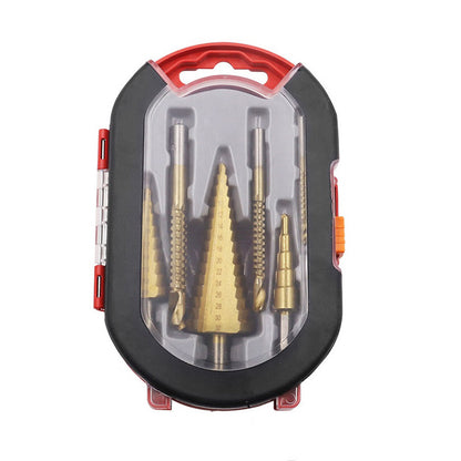6Pcs Titanium Step Drill Bit Set, High-Speed Steel Milling Cutter for Woodworking, Metal, and Core Hole Opening