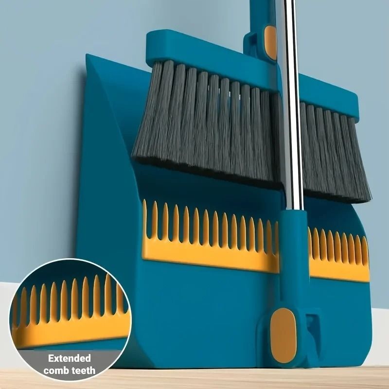 Household Broom and Dustpan Set with Long Handle for Home and Office