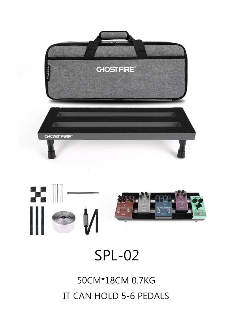 Ghost Fire Aluminum Alloy Super Light Portable Guitar Pedal Board, Multiple Sizes Effect Pedalboard with Carry Bag