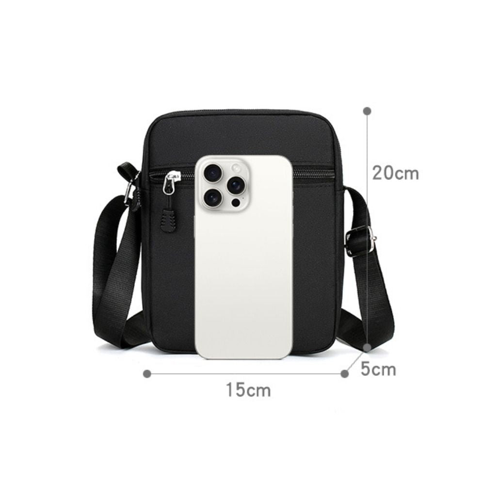 Durable Oxford Shoulder Bag, Mini Black Mobile Phone Bag Waist Pack for Men, Secure Crossbody Travel Pouch