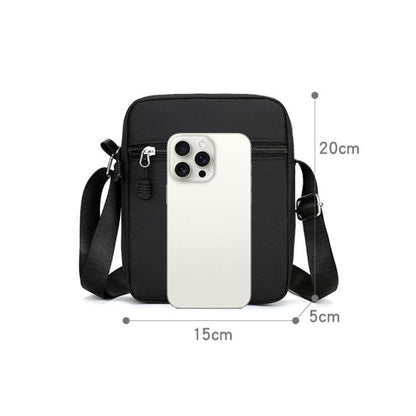 Durable Oxford Shoulder Bag, Mini Black Mobile Phone Bag Waist Pack for Men, Secure Crossbody Travel Pouch