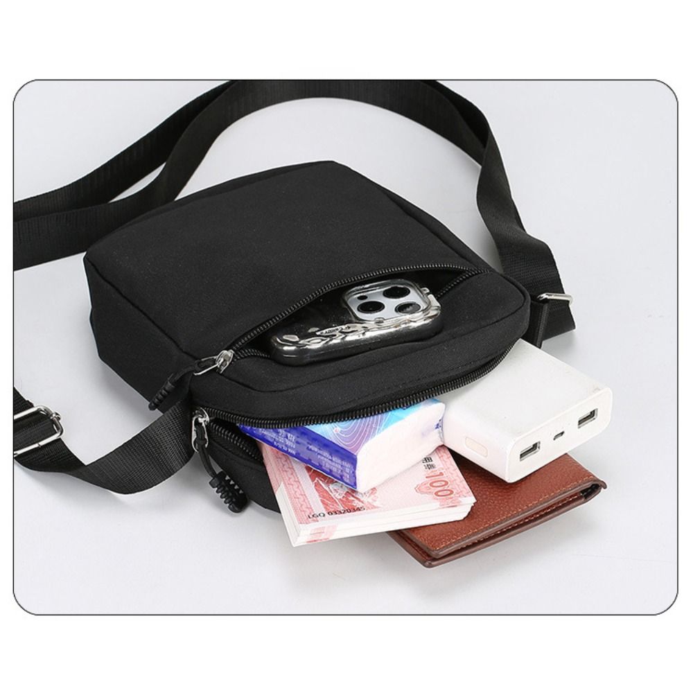 Durable Oxford Shoulder Bag, Mini Black Mobile Phone Bag Waist Pack for Men, Secure Crossbody Travel Pouch