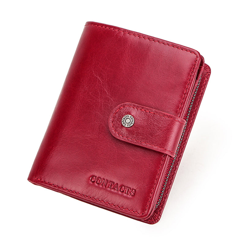 Genuine Leather RFID Wallet For Men Vintage Short Wallet With Coin Pocket Card Holders  Zipper Pock 6