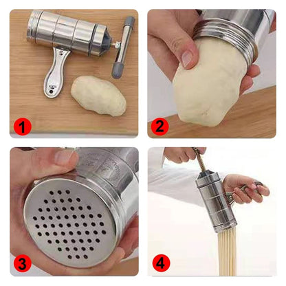 Stainless Steel Manual Pasta Press Noodle Maker And Fruit Juicer With 5 Molds 3
