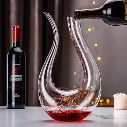 Handmade Crystal Wine Decanter 1500ml Elegant U Shape for Red Wine and Brandy