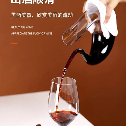 Handmade Crystal Wine Decanter 1500ml Elegant U Shape For Red Wine And Brandy 3