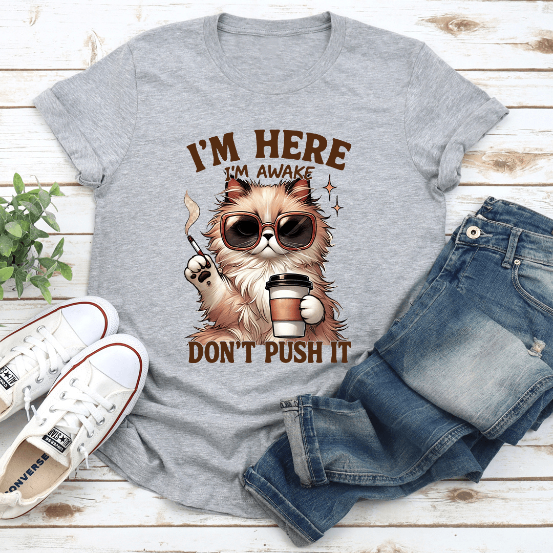 Im Here Im Awake Dont Push It Tee 1