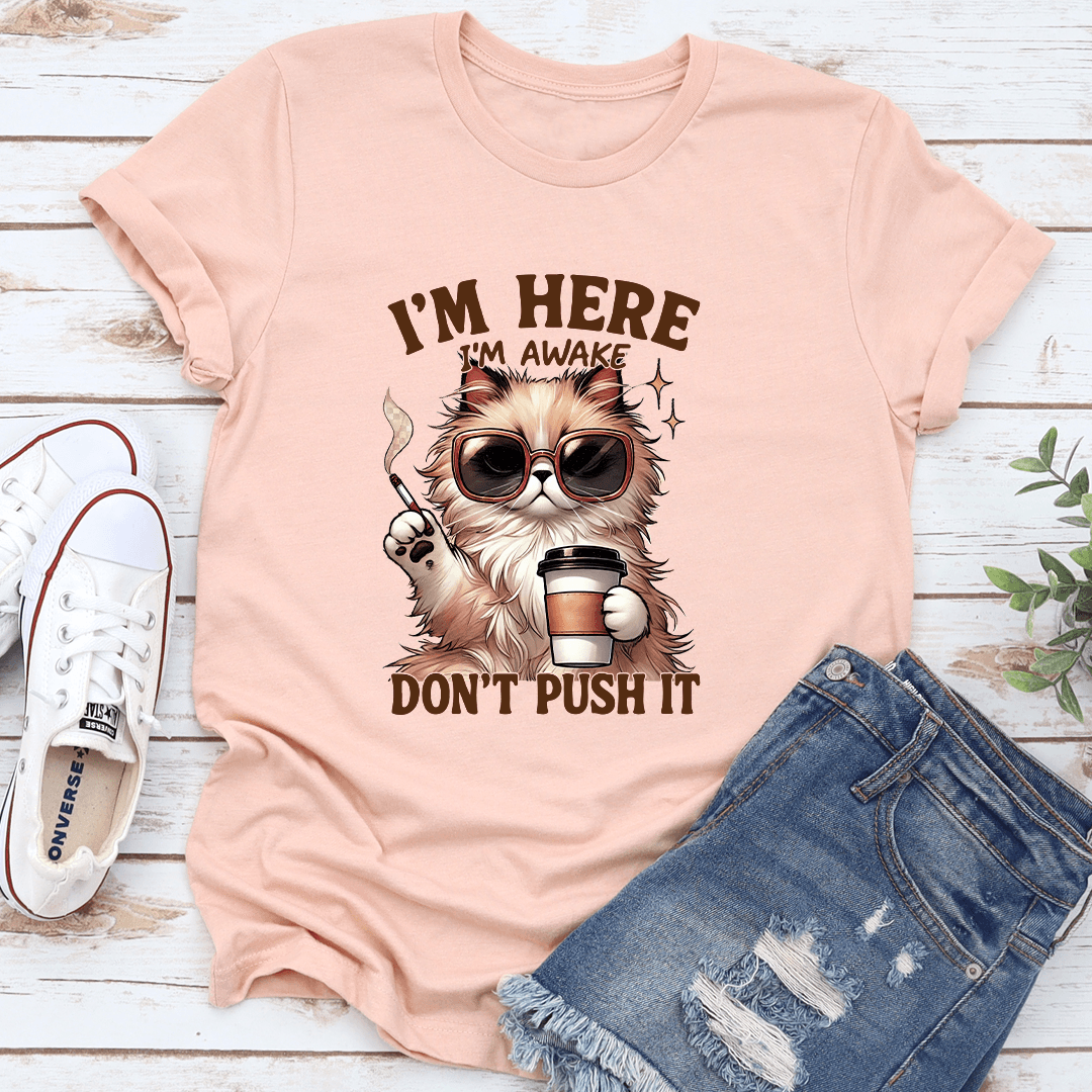Im Here Im Awake Dont Push It Tee 0