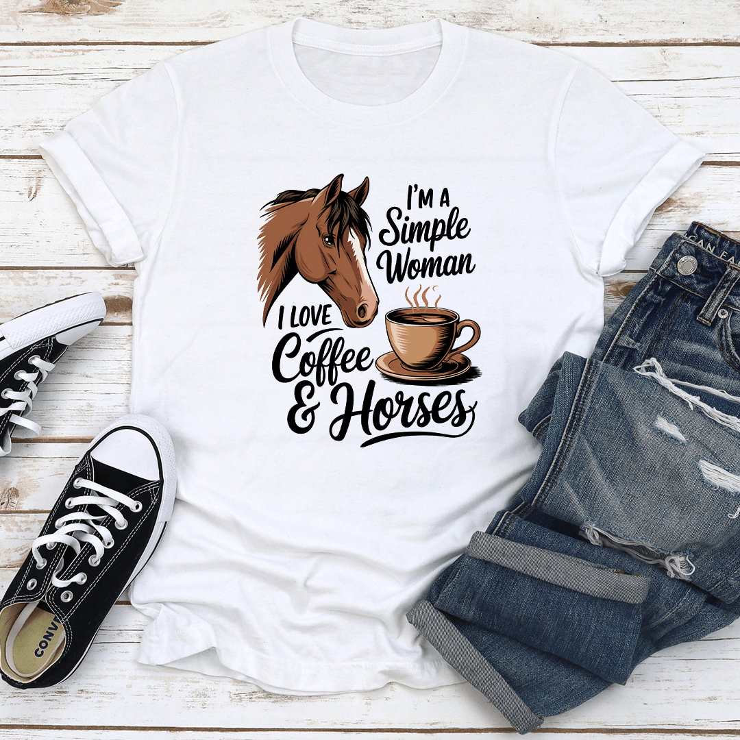 Im A Simple Woman I Love Coffee  Horses Tee 2