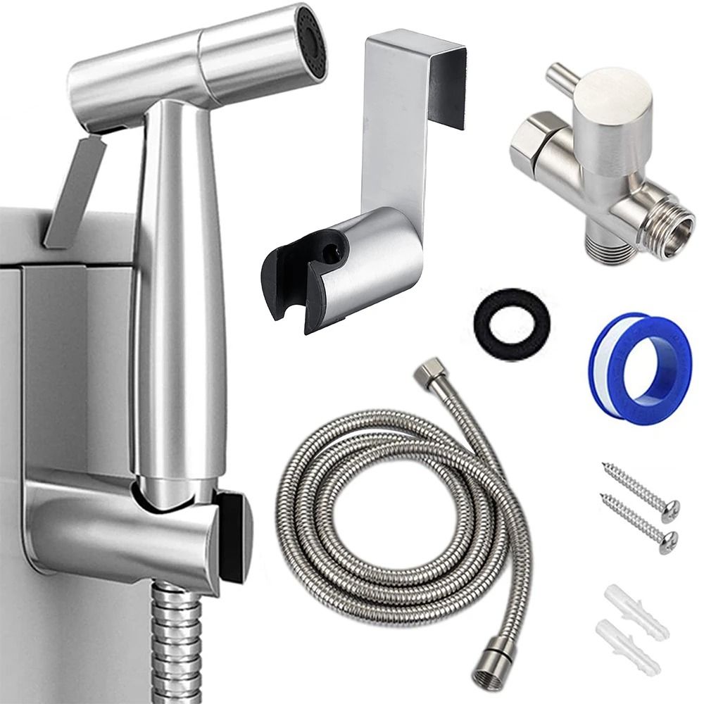 Stainless Steel Handheld Bidet Sprayer Kit for Bathroom with Self-Cleaning Shower Head